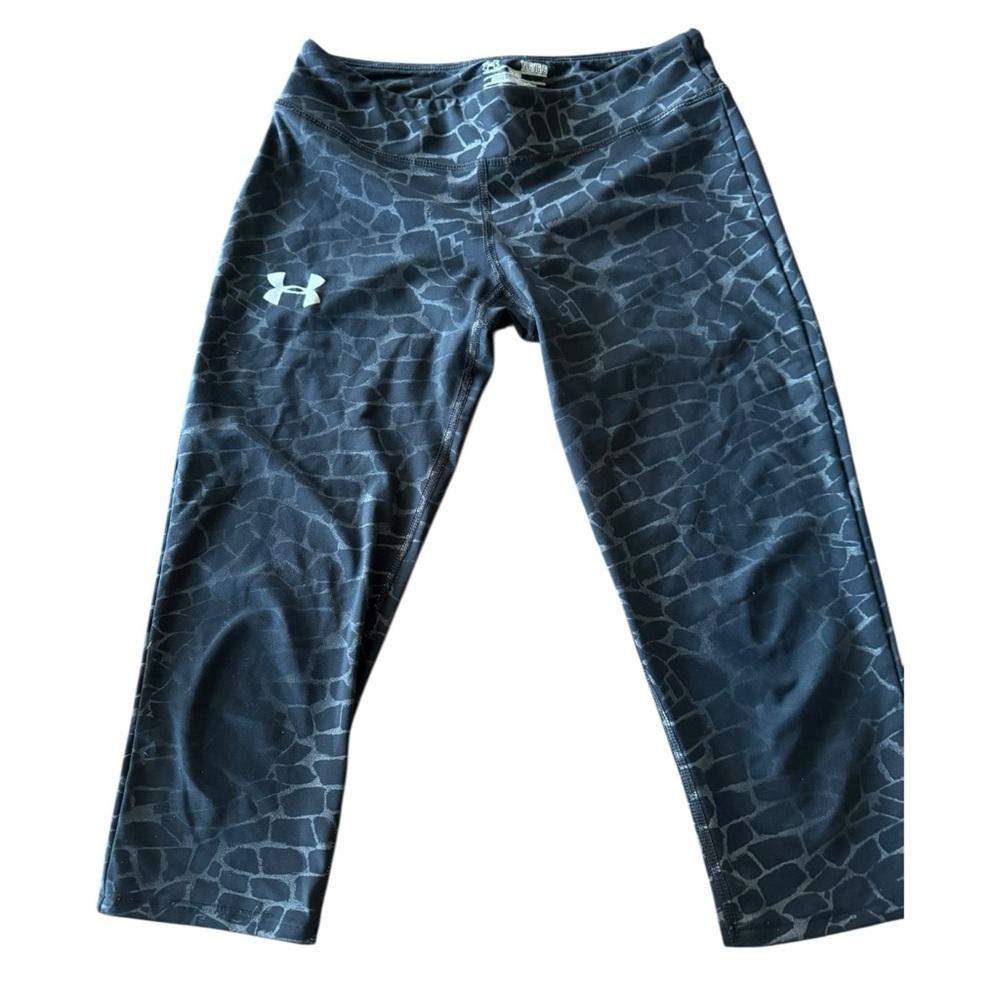 Under Armour Girls Capri Fitted Leggings Youth Size Large Heat Gear Activewear